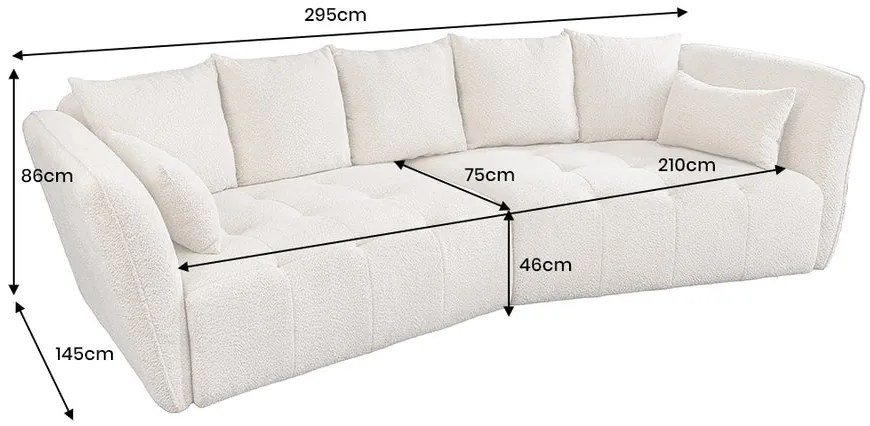 Pohovka ROYAL 295 cm XXL bouclé šedá