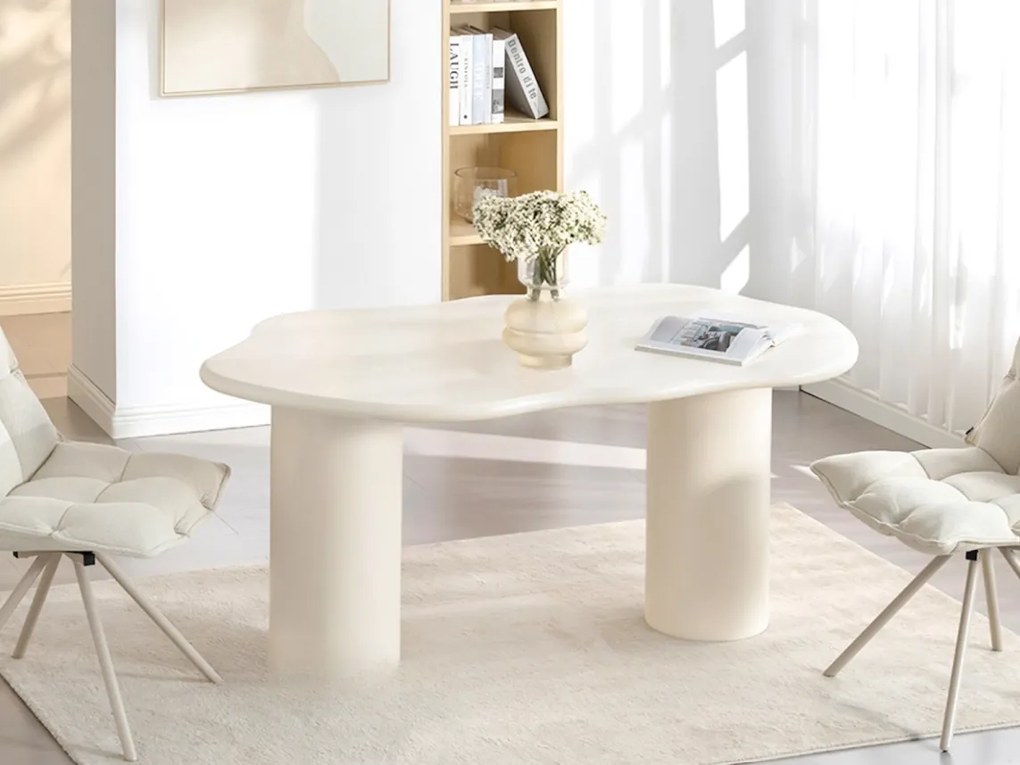 Moderný jedálenský stôl XUAN 160cm bielo - krémový