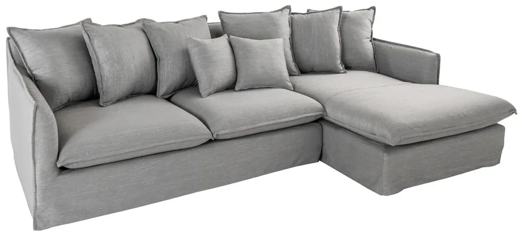 Rohová sedačka HEAVEN 255 cm ľanová látka sivá