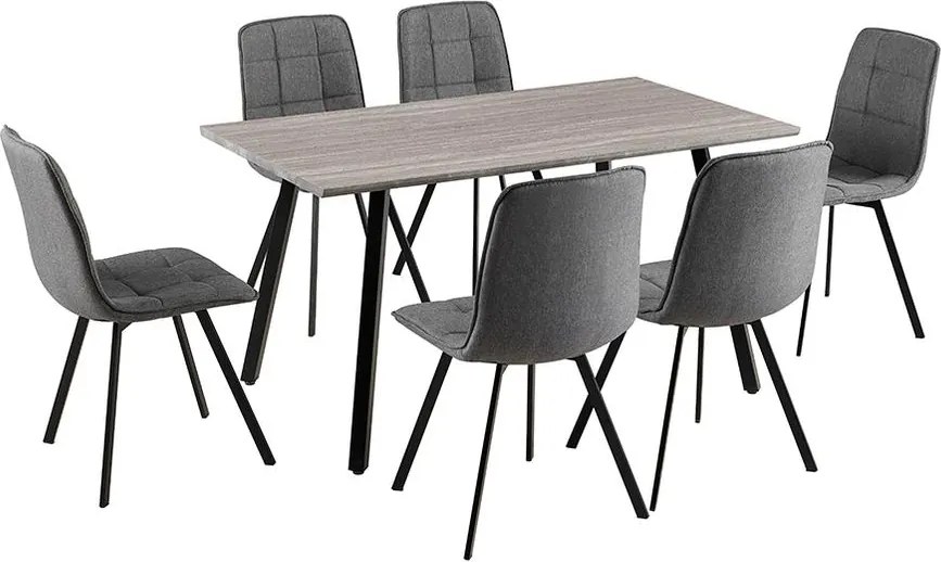 Jedálenský set 6x stolička + stôl Catini LANDON sivá/tm. sivá