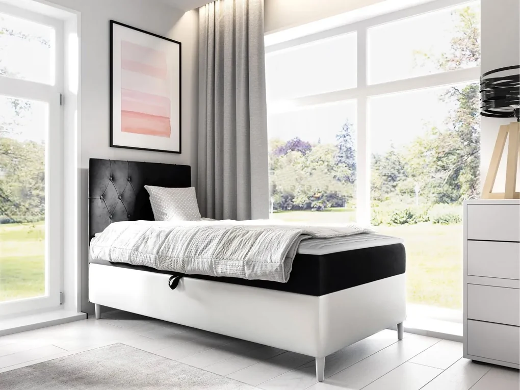 Kontinentálna posteľ Junior Gerdise 1, Strana: ľavá, Rozmer postele: 100x200, Dostupné poťahy: ekokoža Soft 017 (biela) + Fresh 34