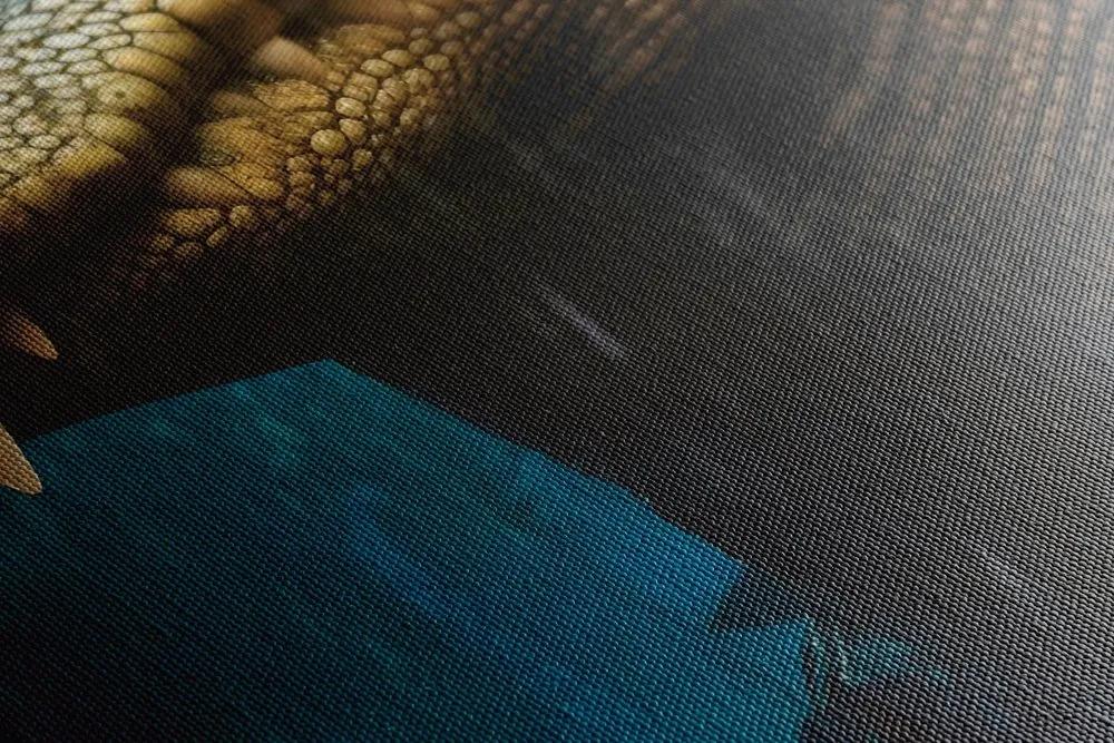 Obraz modro-zlatý krokodíl - 60x90