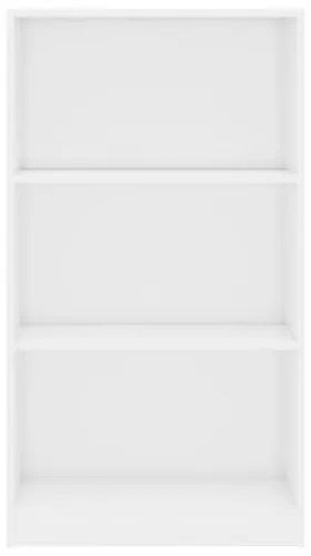 vidaXL Knižnica s 3 policami, lesklá biela 60x24x108 cm, drevotrieska-