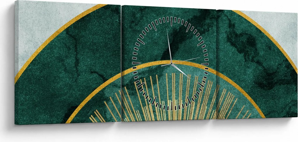 Obraz - Tvary so zlatou textúrou (s hodinami) (90x30 cm)
