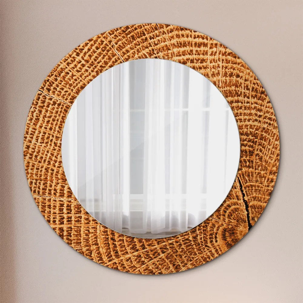Okrúhle ozdobné zrkadlo Dubové drevo fi 50 cm