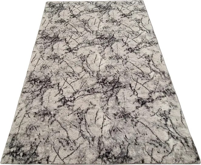 Mramorový koberec Plush Deluxe – sivo-biely shaggy s vysokým vlasom Rozmer: 120x170 cm