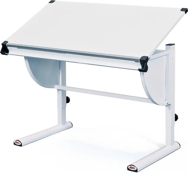 Polohovateľný písací stôl Cetrix, biely