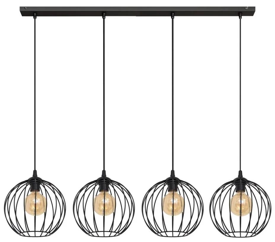 Luster na lanku MERCURE 4xE27/15W/230V čierna