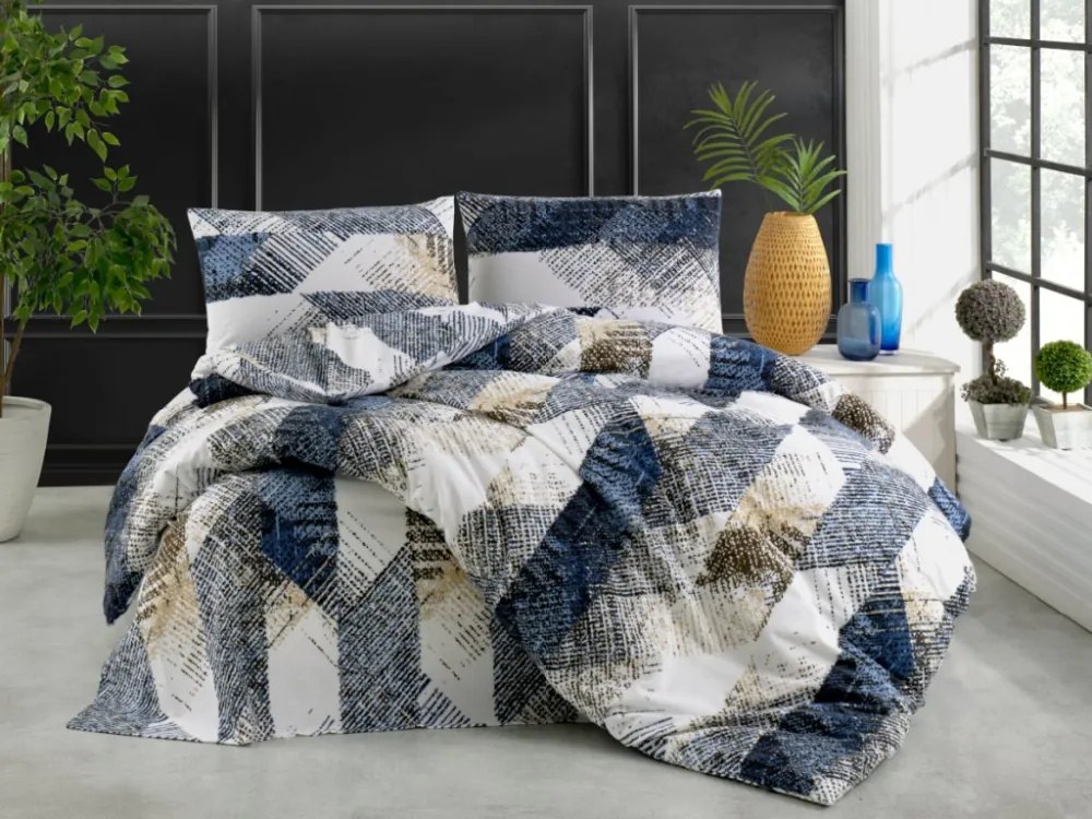 Flanelové obliečky  Laris Blue 200x200/2x70x90 cm