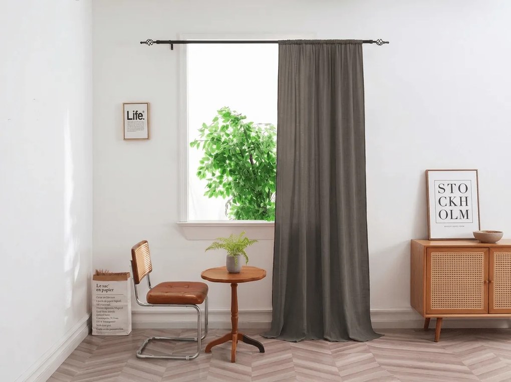 Záves TAVIO 140x250 cm, sivohnedý Zavesenie: Kovové krúžky