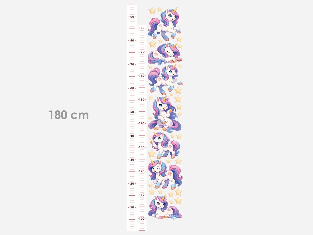 Meter rozprávkových jednorožcov nálepky na stenu pre dievčatá výška 160 cm