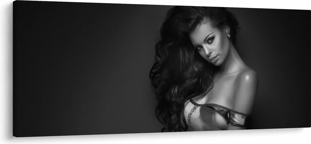 Obraz - Čiernobiely portrét zvodnej ženy (120x50 cm)