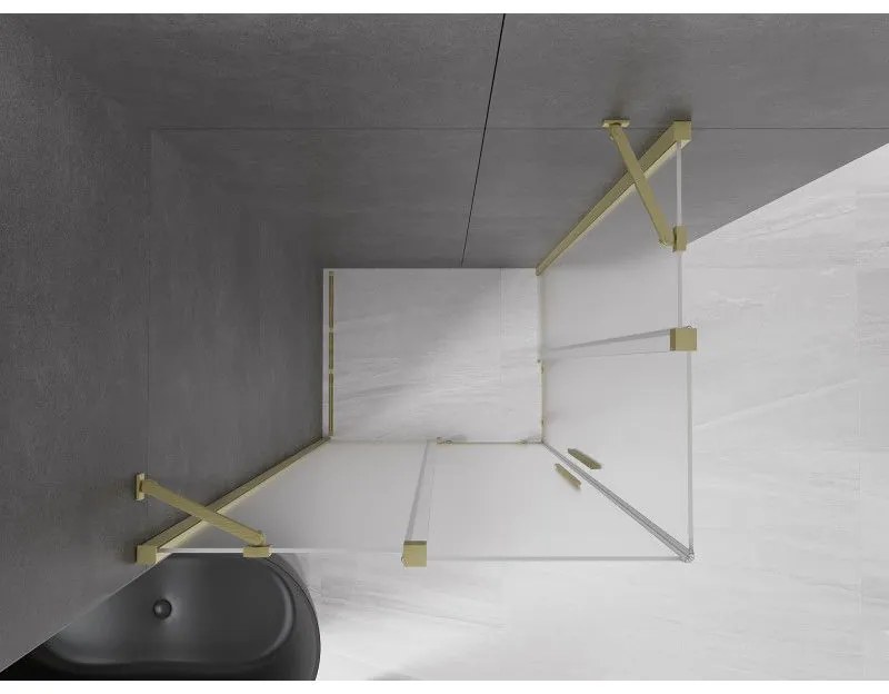 Mexen Velar Duo, sprchový kút s posuvnými dverami 100 x 90 cm, 8mm sklo námraza, zlatá matná, 871-100-090-32-55