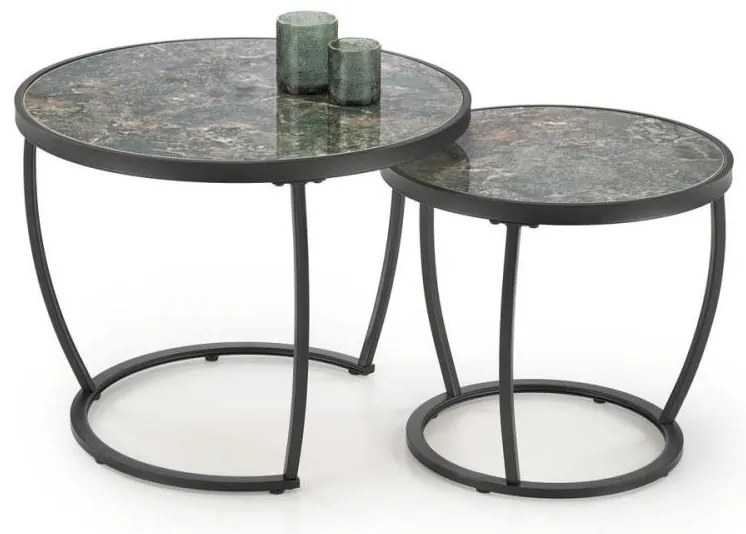 Súprava 2 ks konferenčných stolíkov AURORO, zelená/antracit