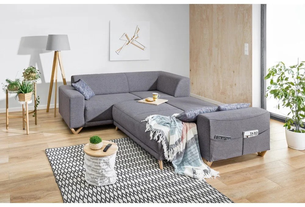 Sivá rozkladacia/s úložným priestorom rohová pohovka (ľavý roh/do L) Classy Sophie – Miuform