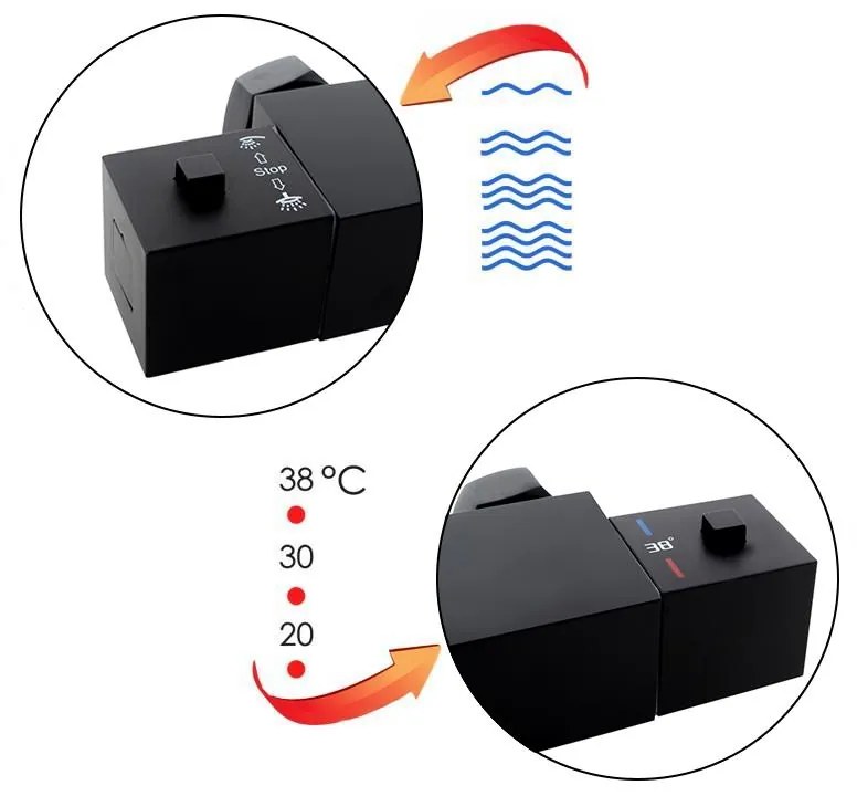 Erga Therm, nástenná sprchová termostatická batéria 150mm, čierna matná, ERG-YKA-BW.GB-THERM-BLK