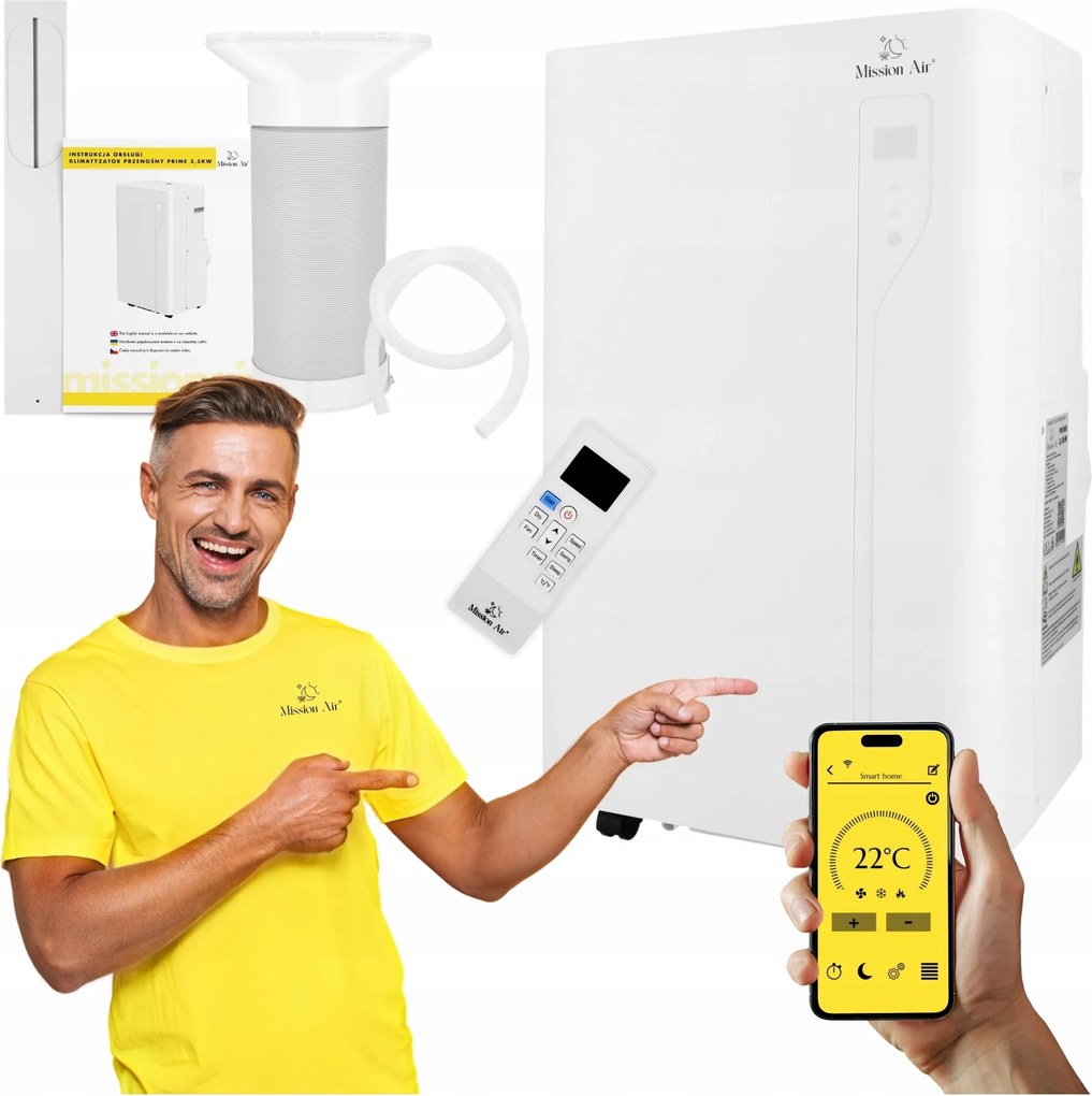 Prenosná Klimatizácia 3v1 Mission Air 3,5 kW odvlhčovač 30 l/24 h Swing WiFi