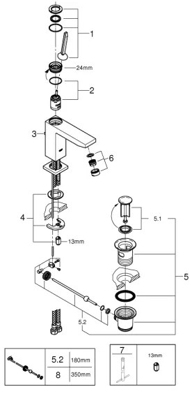 GROHE 23657000 - Umývadlová batéria EUROCUBE JOY, veľkosť M, lesklý chróm
