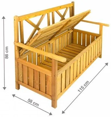 Güde Drevená záhradná lavička s truhlicou Davos 115 x 58 x 86 cm, ccc