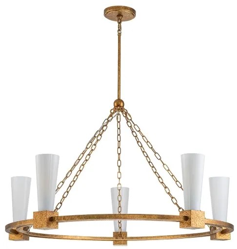 Elstead KRISTY5-DG-OPAL - Luster na tyči KRISTY 5xE27/40W/230V medený