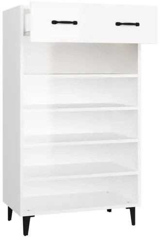 vidaXL Botník lesklý biely 60x35x105 cm spracované drevo-