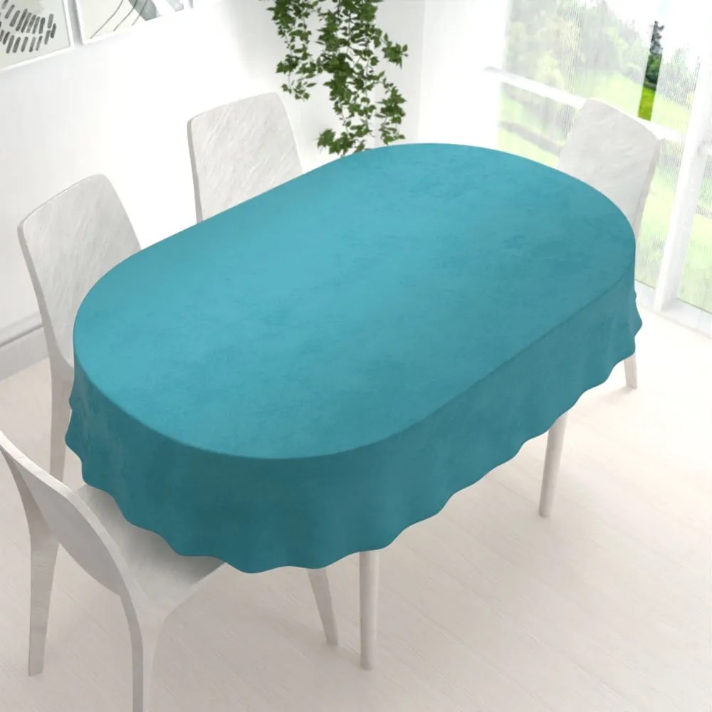 Biante Zamatový oválny obrus Velvet Prémium SVP-035 Tyrkysovo modrý 140x200 cm