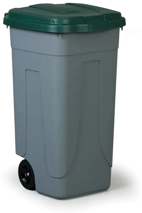 Mobilný plastový odpadkový kôš 100 L, zelené veko