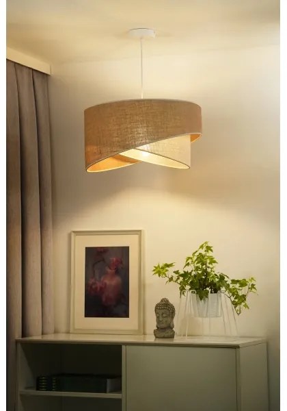 Duolla - Luster na lanku YUTE CELLO 1xE27/15W/230V pr. 45 cm hnedá/šedá