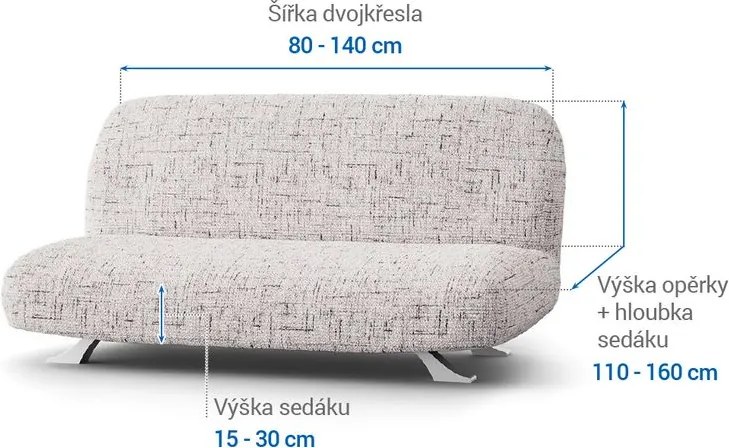 Bielastické poťahy VITTORIA smotanová dvojkreslo s drevenými rúčkami (š. 80 -140 cm)