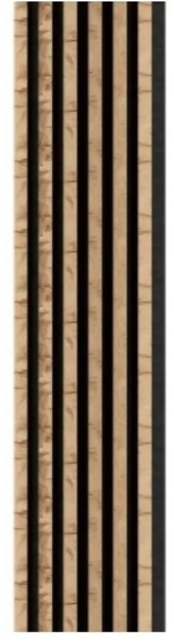 Akustické dekoračné panely, wotan 3D lamely na filcovom podklade, rozmer 270 x 30 cm, IMPOL TRADE