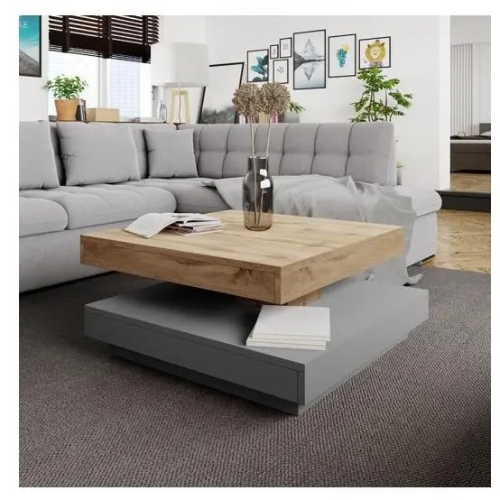 Konferenčný stolík NENANI 34x70 cm šedá/dub wotan