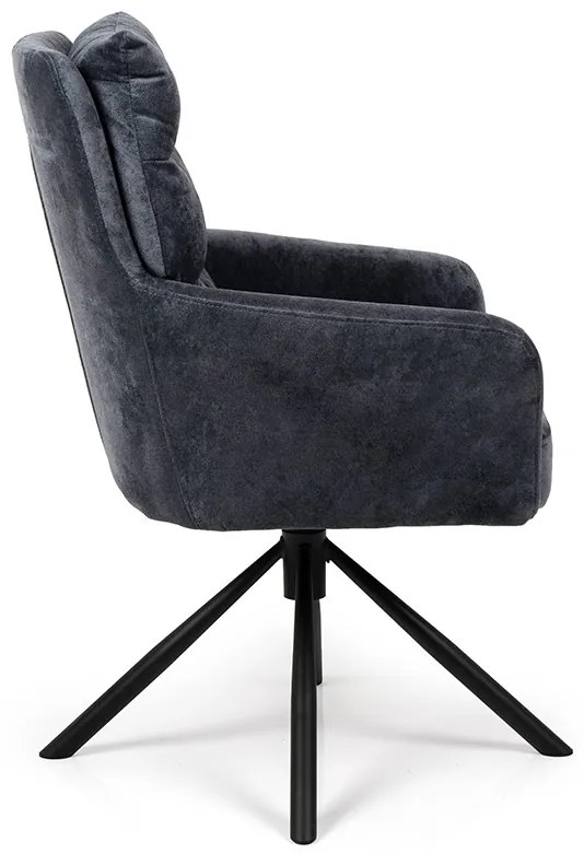 Noela Otočná jedálenská stolička látková ENZO tmavo šedá