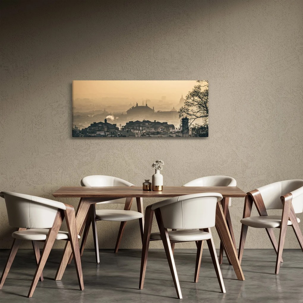Obraz - Mesto pod hmlou (120x50 cm)