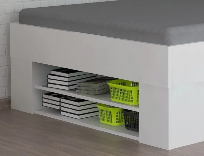 Úložná posteľ so zástenou Junior 120x200 cm, biela