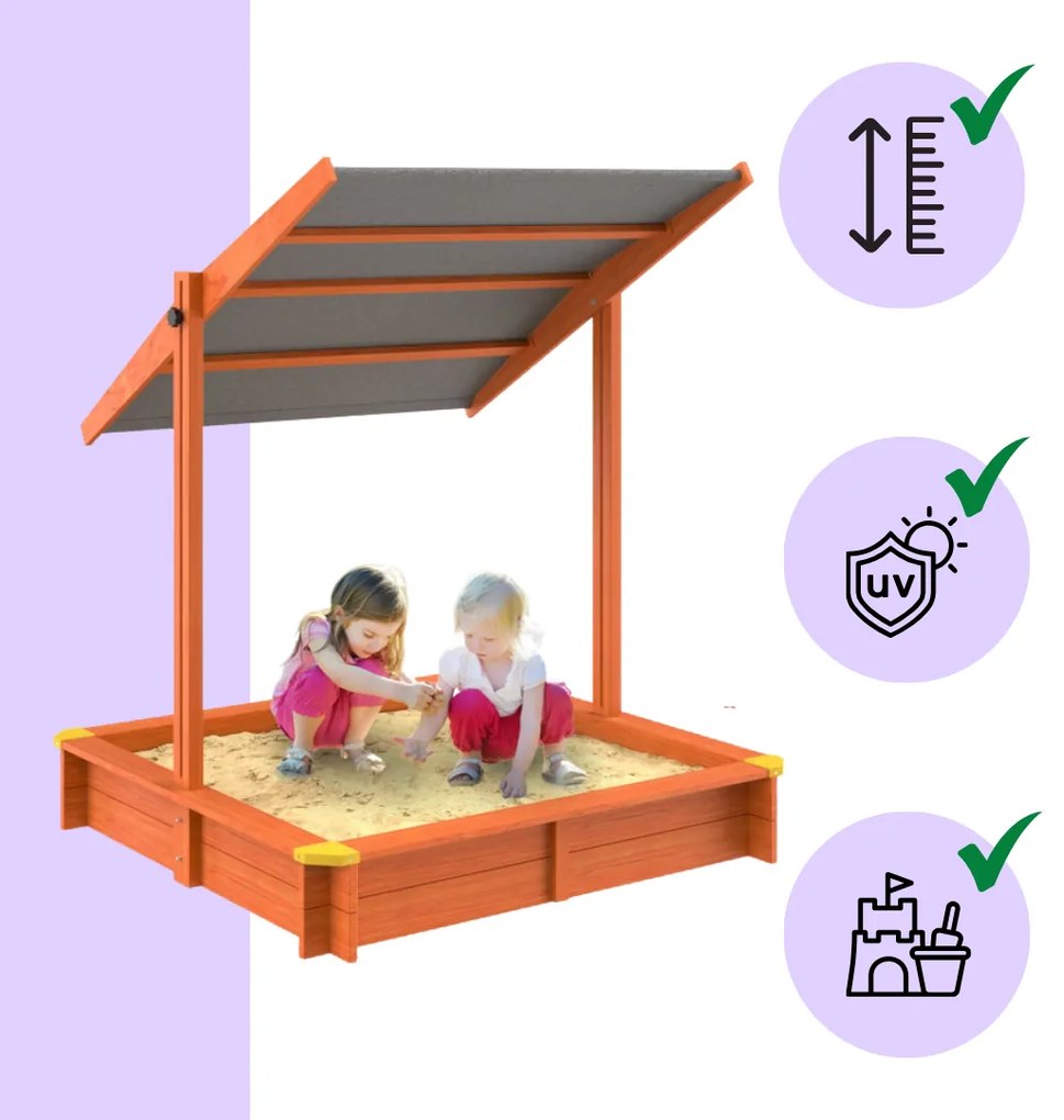 Pieskovisko so strieškou Sami, smrekové drevo, 120x120x120cm Spielwerk