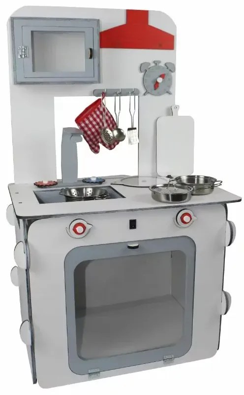 Drevená kuchynka s príslušenstvom - biela/sivá