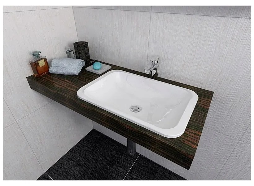 Biele umývadlo z liateho mramoru 55x36 cm Japura – Sapho