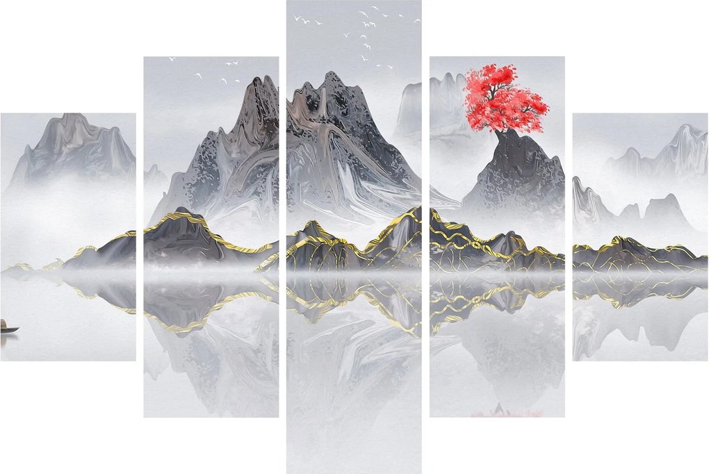 Obraz - Hory v hmle (150x105 cm)
