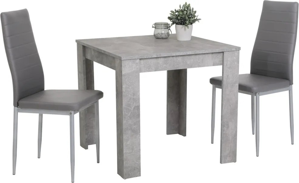 Jedálenský set (3 diely) Duo, šedý betón/sivá ekokoža