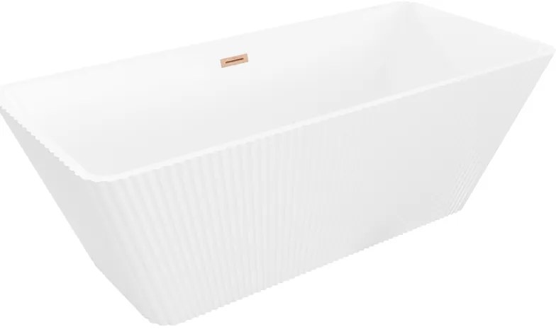 Mexen Tava, voľne stojaca ryhovaná vaňa 170 x 75 cm, biela lesklá, medený matný prepad, 52851707500-65