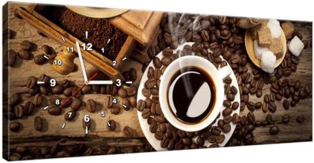 Tlačený obraz s hodinami Chutná aromatická káva 100x40cm ZP1182A_1I