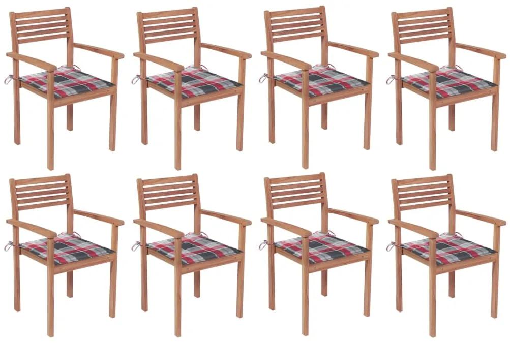 Stohovateľné záhradné stoličky s podložkami 8 ks tíkový masív 3072613