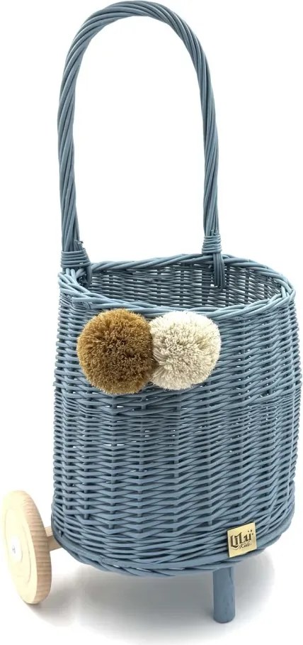 Prútený košík s rúčkou – detský modrý | Ručne vyrobený košík pre deti