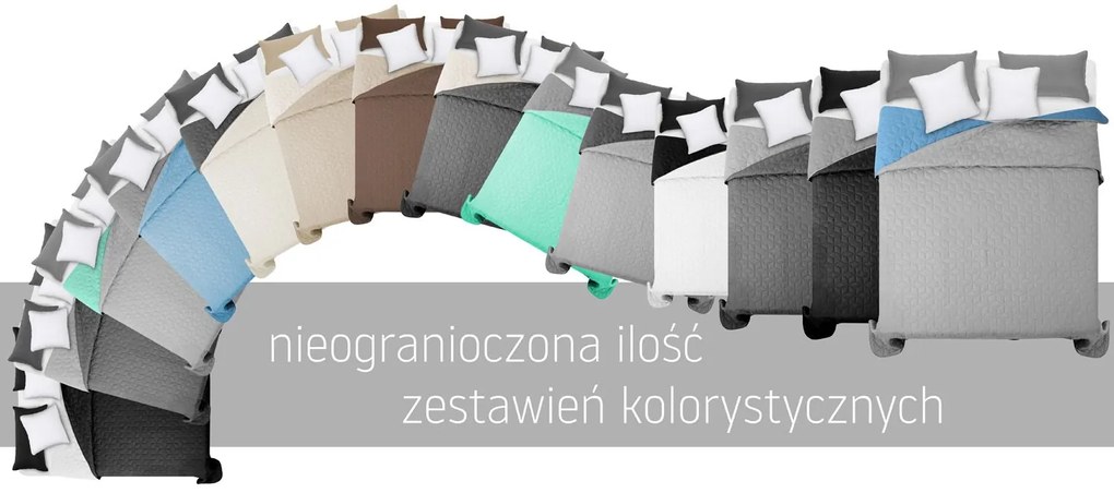 Tutumi Diamante, obojstranný prešívaný prehoz na posteľ 220x240 cm, svetlá šedá-zelená, NAZ-00714