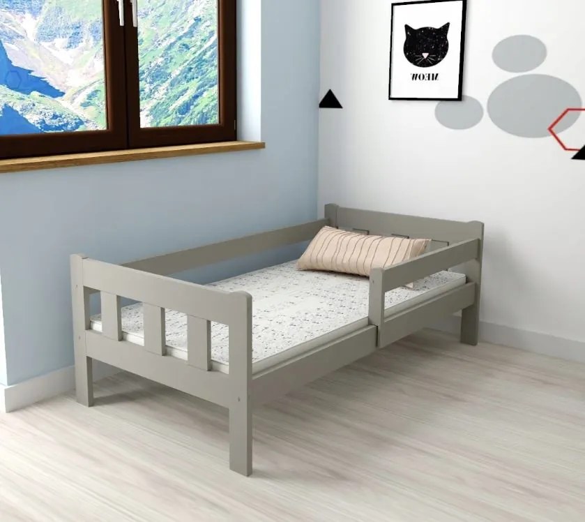 Detská posteľ MAJA z masívu borovice - 200x90 cm - šedá