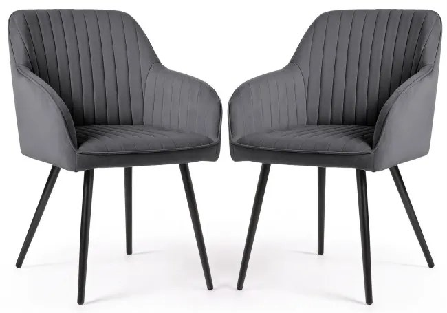 Sada dvoch jedálenských stoličiek FLORENCE zamatové, grafitové / čierne nohy (2 ks)