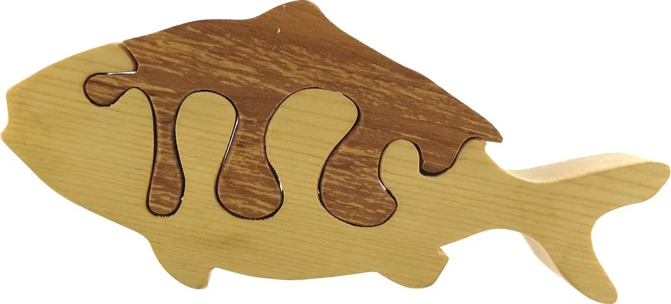 AMADEA Drevené puzzle ryba, masívne drevo dvoch druhov drevín, 19 cm