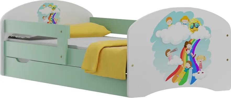 MAXMAX Detská posteľ so zásuvkami DETI A DUHA 180x90 cm