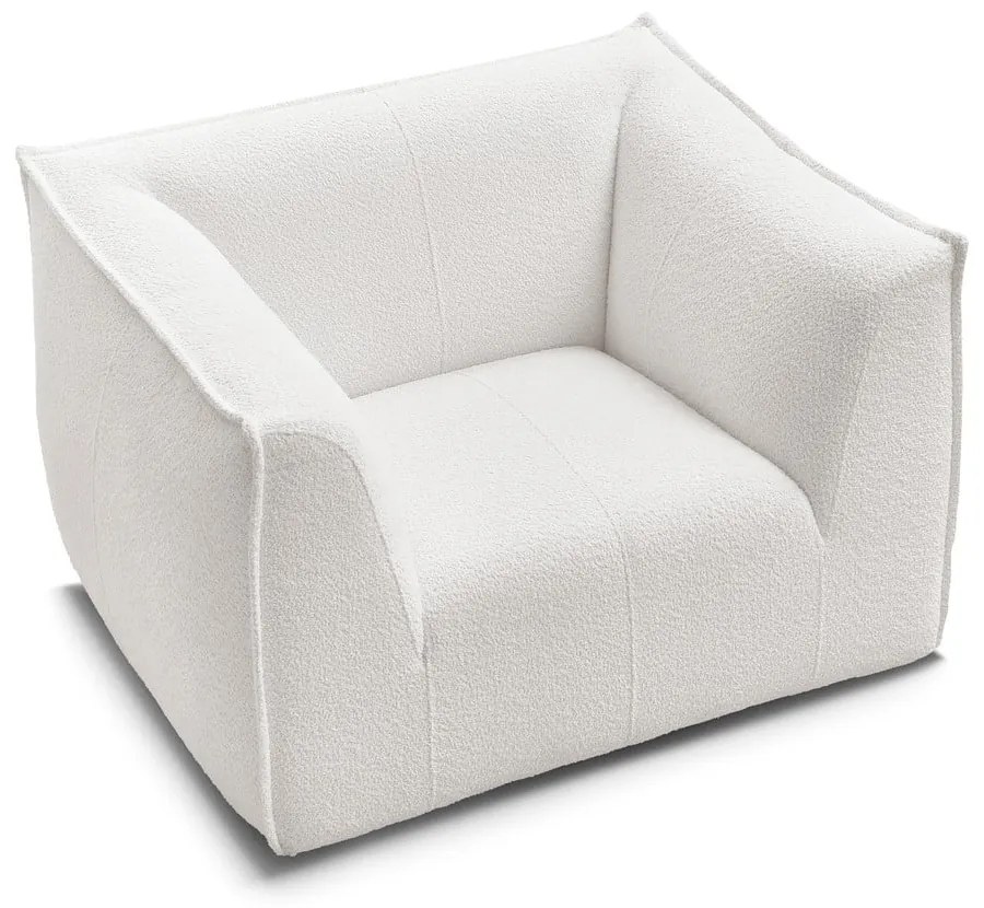 Biele kreslo z textílie buklé Giorgia – Bobochic Paris