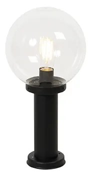 Vonkajšia stojaca lampa čierna s priehľadnou guľou 50 cm IP44 - Sfera